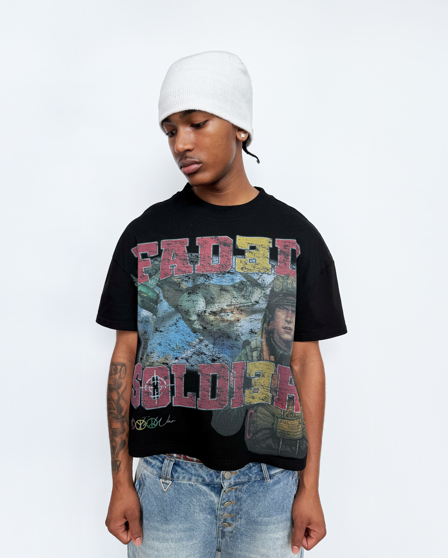 White Faded Soldiers “ART IS WAR” Tee